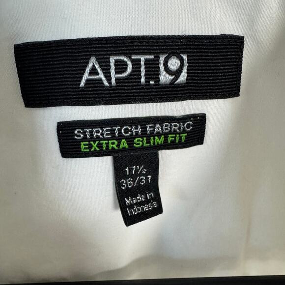 Apt 9 Extra Slim Fit Stretch Button Up Shirt US Men's 17.5 / 36 / 37 - Picture 2 of 6